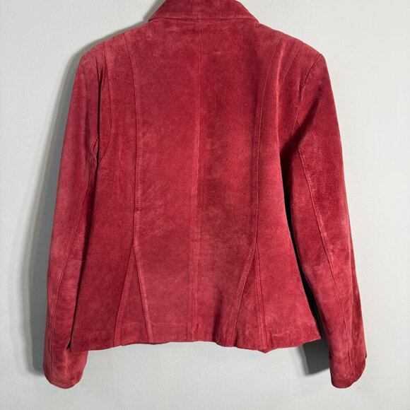Uniform John Paul Richard 100% Leather Suede Full Zip Jacket Women's Medium Red - Picture 8 of 11
